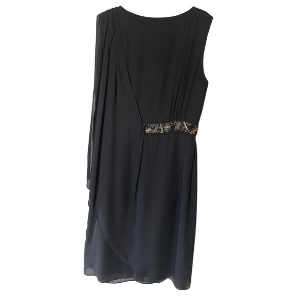 Antonio Melani Black Chiffon Overlay Cocktail Dress Beaded Waist Detail Size 8 - Picture 4 of 14